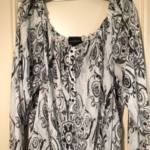 Sheer black and white blouse